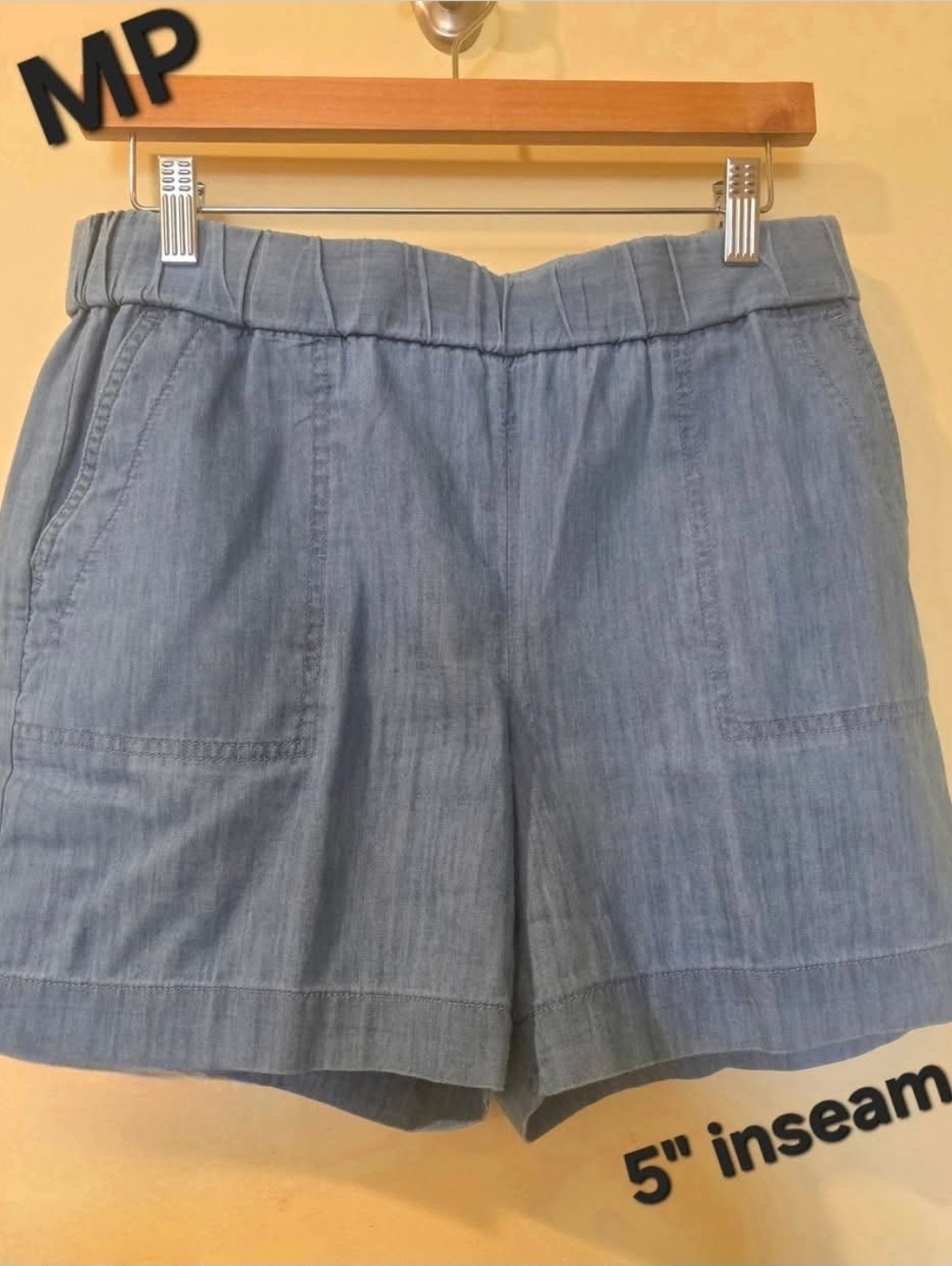 Talbots Shorts, MP Blue Chambray Pull On Shorts